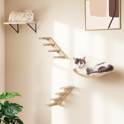 Cat Floating Wall Shelf with Scratching Mat, 1PC 9.7X16.6 Inch Large 1 Inch Thick Wood Cat Window