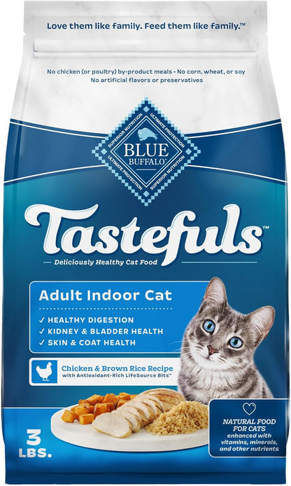 Blue Buffalo Tastefuls Adult Dry Cat Food Indoor Cat Formula, Made in the USA with Natural