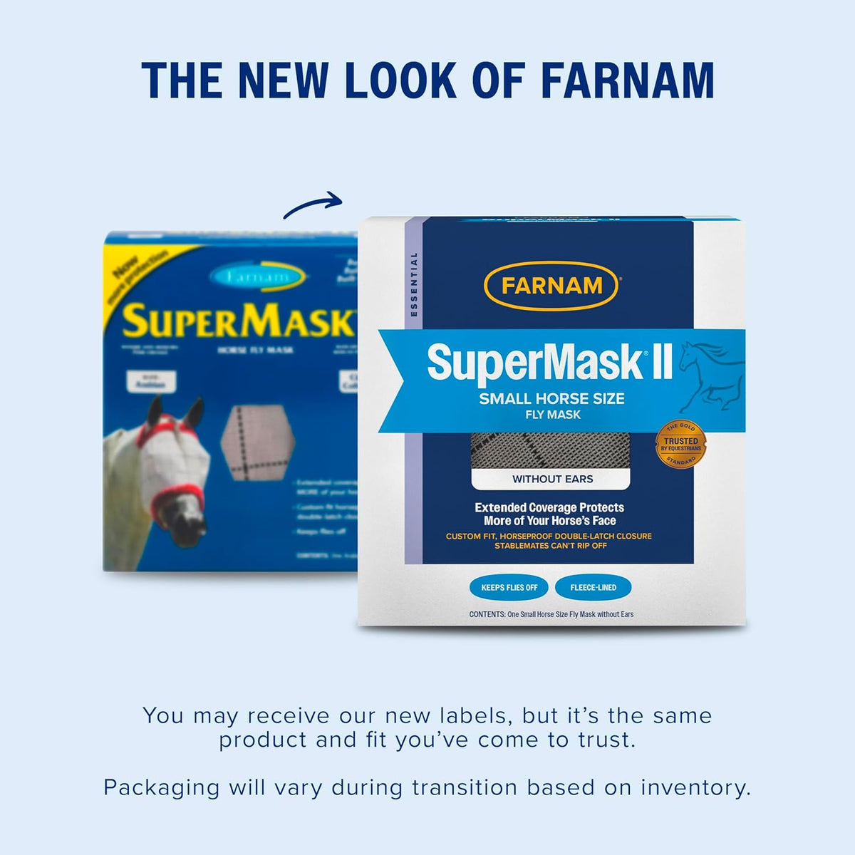 Farnam SuperMask II Fly Mask Without Ears for Smaller Horses or Arabian Horses,Full Face Coverage &