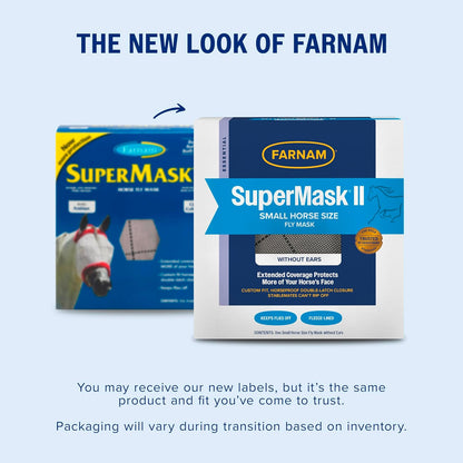 Farnam SuperMask II Fly Mask Without Ears for Smaller Horses or Arabian Horses,Full Face Coverage &