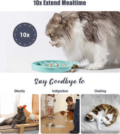 Coomazy 2-in-1 Silicone Slow Feeder Dog Cat Bowls, Lick Mat Interactive Puzzle Toy for Pets Dry/Wet