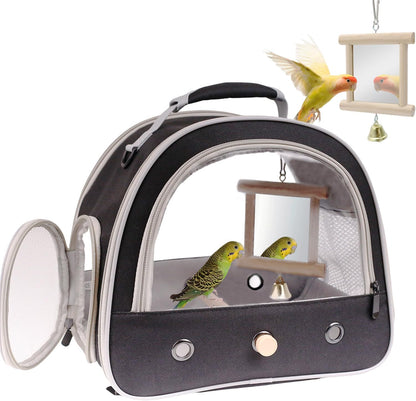 Portable Parrot Travel Cage Carrier with Small Swing Toy&Cage Colorful Toys Set Small Bird Parakeet