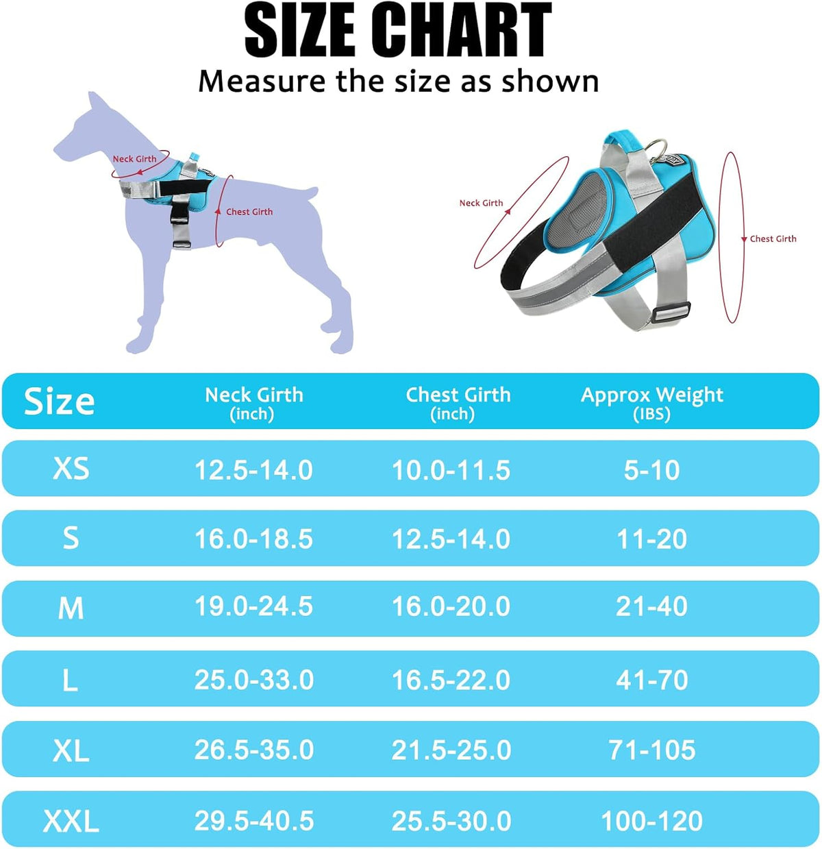 Bolux Dog Harness, No-Pull Reflective Dog Vest, Breathable Adjustable Pet Harness with Handle for
