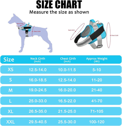 Bolux Dog Harness, No-Pull Reflective Dog Vest, Breathable Adjustable Pet Harness with Handle for