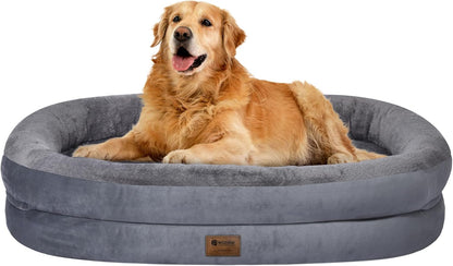 Orthopedic Washable Large Dog Bed: Waterproof Pet Bed with Bolsters - Removable Washable Cover for