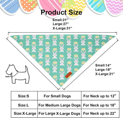 PTDECOR Easter Dog Bandana, Green and Yellow Rabbit Carrot Reversible Holiday Dog Scarf, Multi
