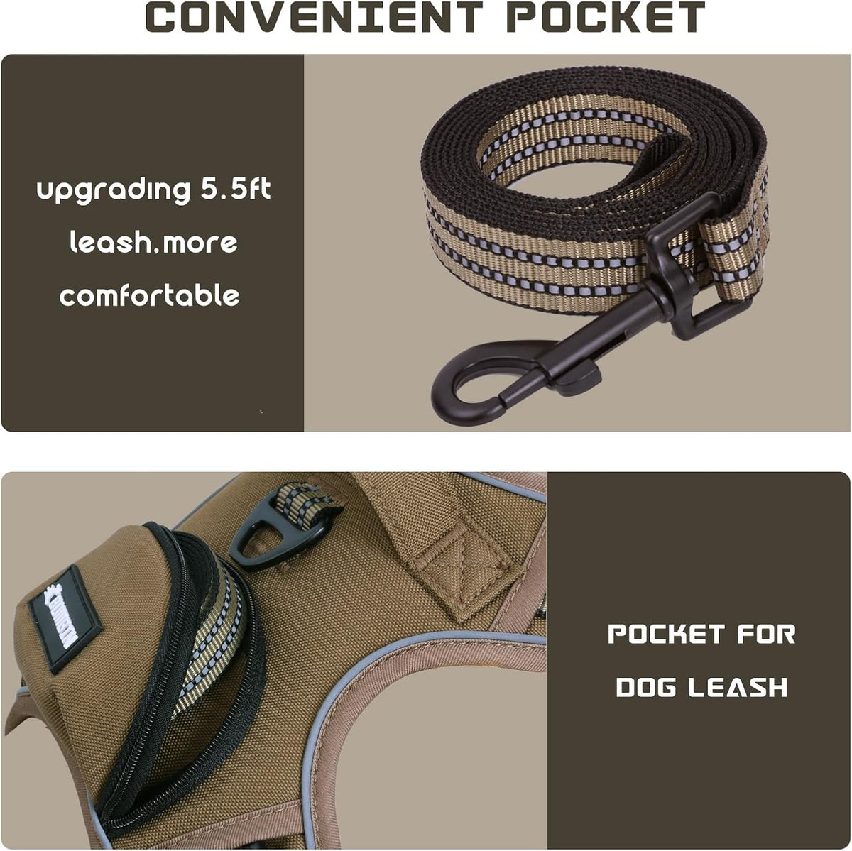 No Pull Dog Harness for Medium Dogs, Adjustable No Choke Pet Vest with Dog Leash Fit Smart