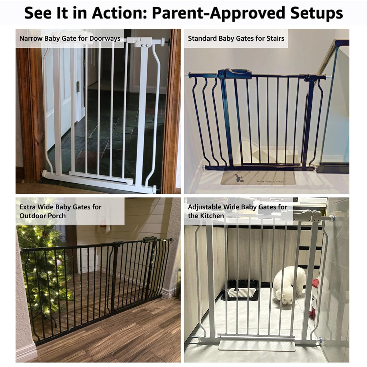 Extra Wide 57.5-62 Inch Large Baby Gates for Stairs, Doorways - No Drilling, Pressure Mounted Pet