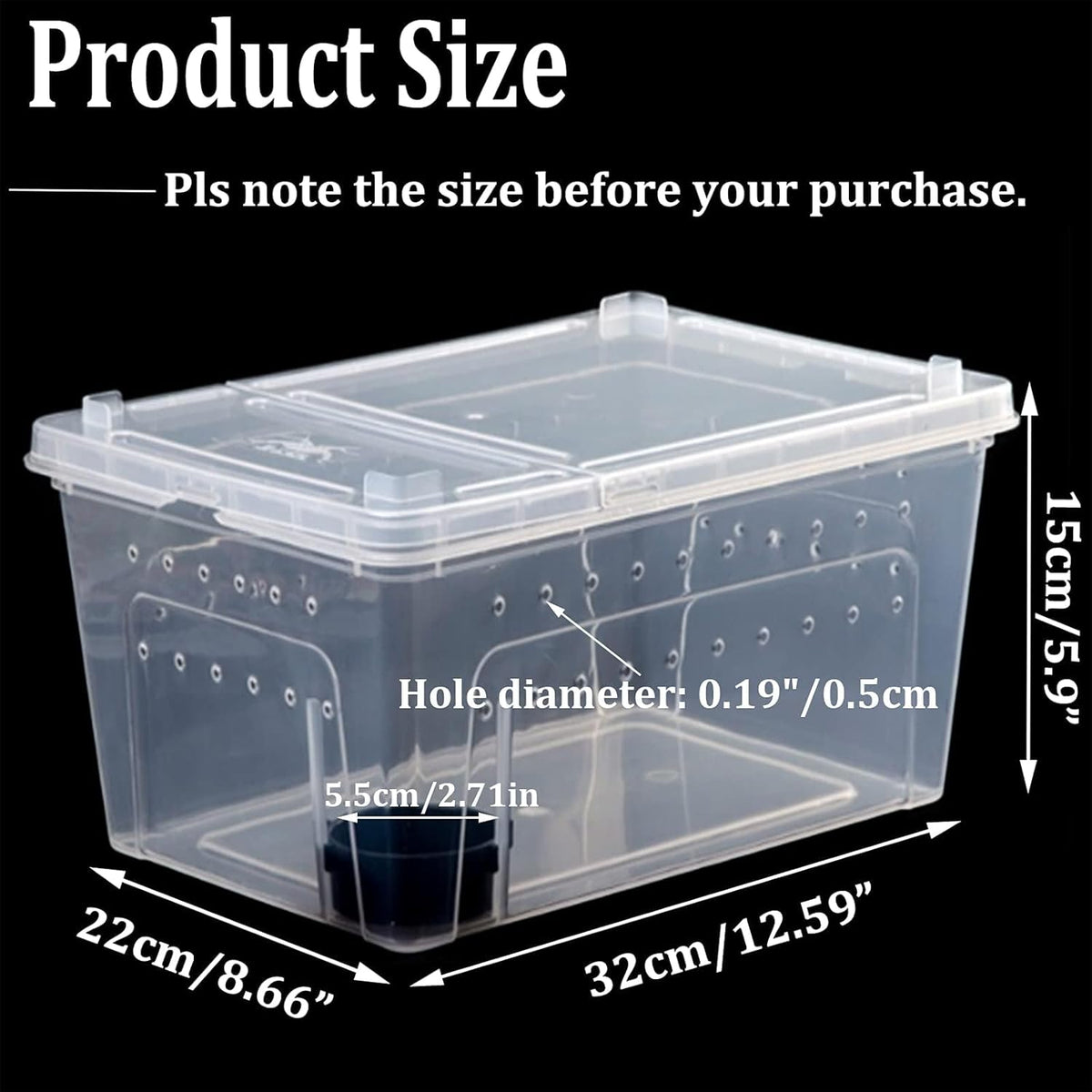 Critter Keeper 2-Pack, Cricket Cage & Reptile Feeding Box 12.59"x8.66"x5.9" Transparent Portable