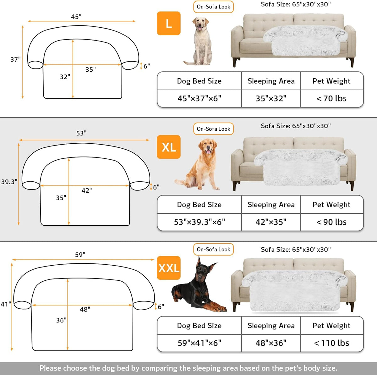 Calming Dog Bed Fluffy Plush Dog Mat for Furniture Protector with Removable Washable Cover for