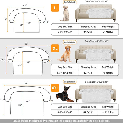 Calming Dog Bed Fluffy Plush Dog Mat for Furniture Protector with Removable Washable Cover for