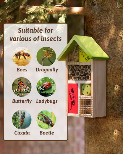 Premium Bug Hotel Kit Cedar Wood Insect Hotel Insect House - Backyard Bee House, Nesting Habitat