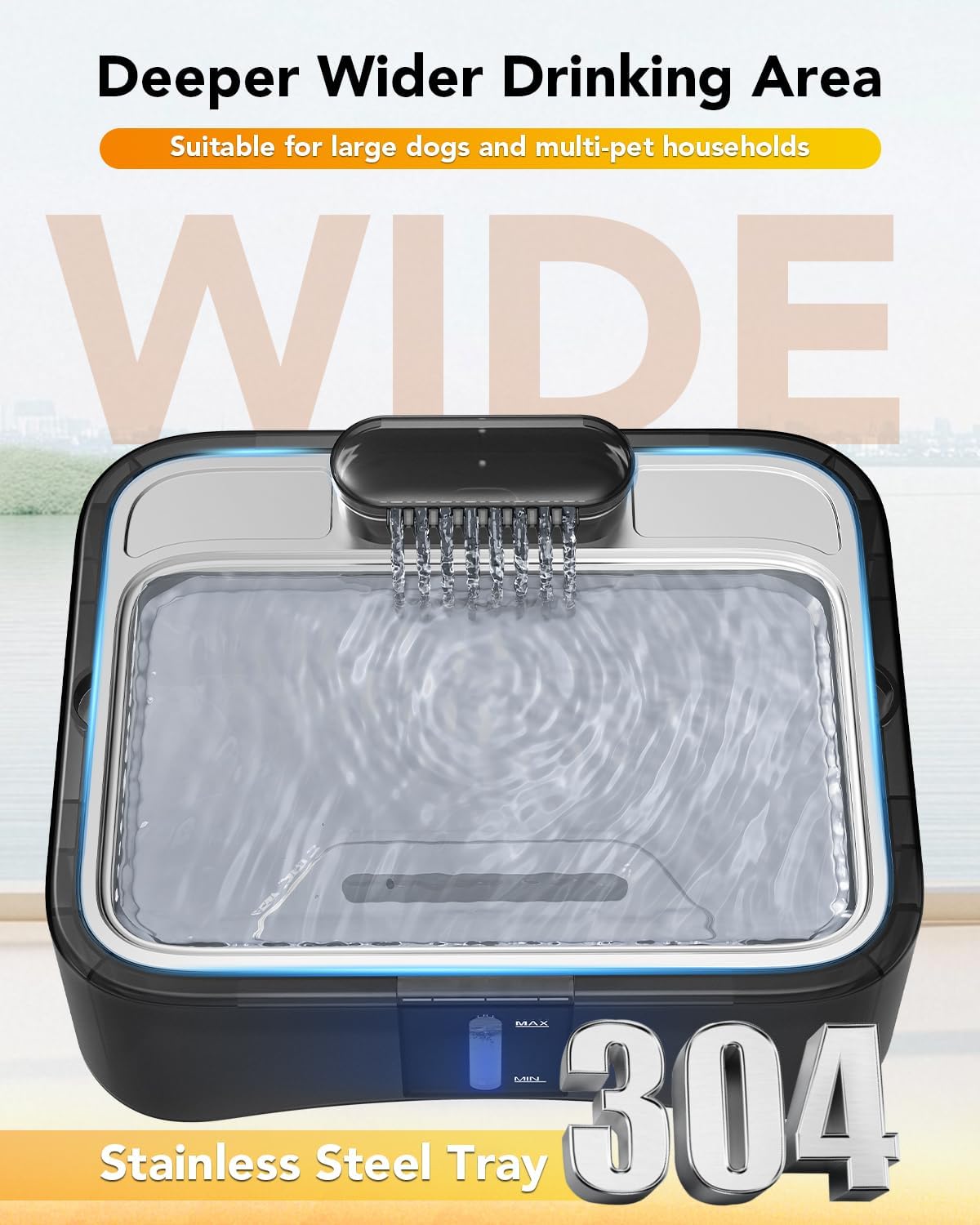 UPSKY 2.25Gal Elevated Dog Water Fountain, 4 Heights Adjustable Pet Fountain for All Dog Sizes, 304