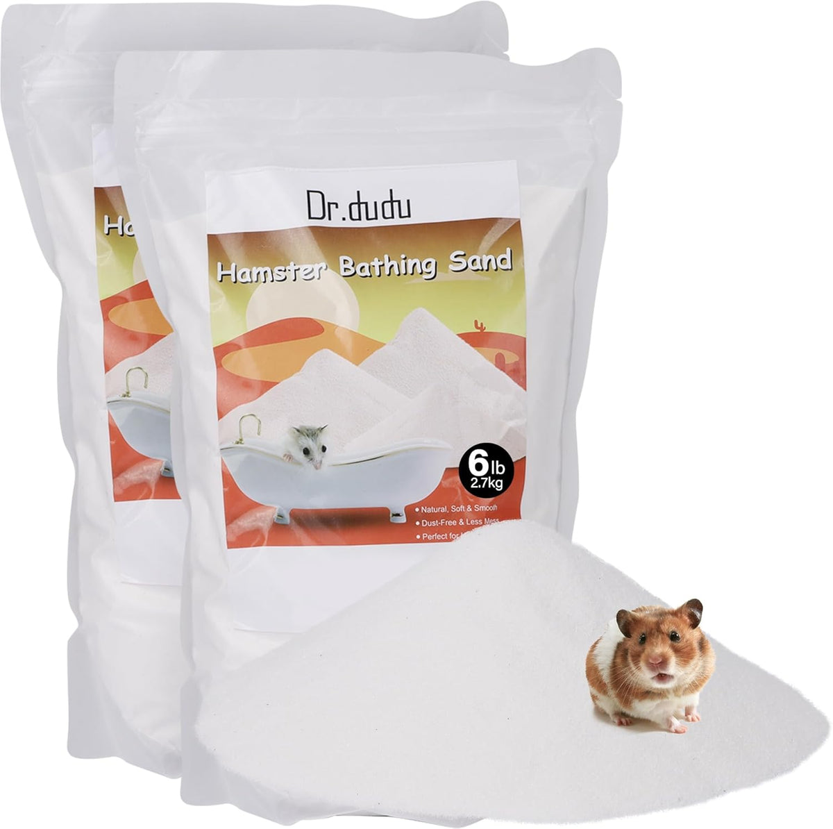 DR.DUDU Hamster Bath Sand, 12lb Dust Free Desert Sand or Potty Litter Sand for Hamster Chinchillas