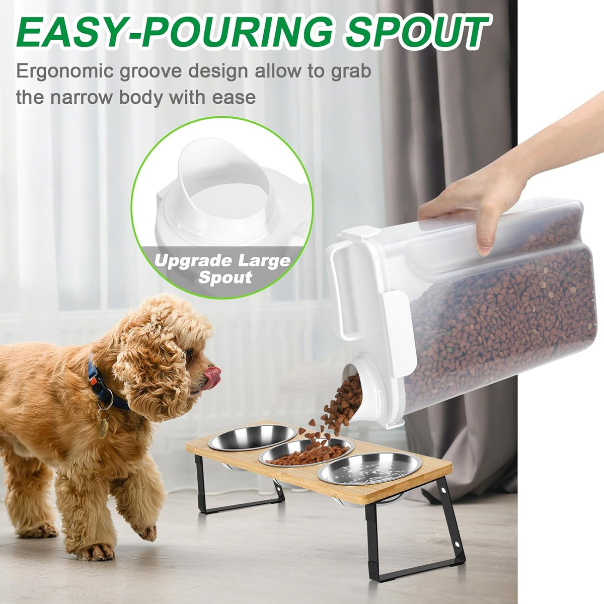 TBMax Dog Food Storage Container 5-7 lbs, Airtight Cat Food Container with Larger Spout & Measuring