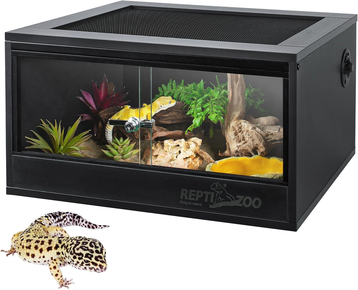 REPTI ZOO 20 Gallon PVC Reptile Terrarium, 24x18x12 inch Reptile Tank for Crested Gecko Leopard