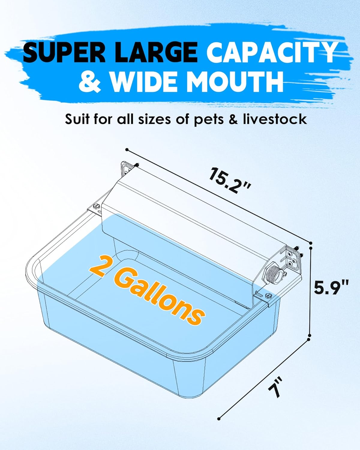 Automatic Dog Water Dispenser, 2 Gallons 304 Stainless Steel Dog Water Bowl for Indoor/Outdoor