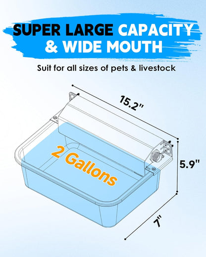 Automatic Dog Water Dispenser, 2 Gallons 304 Stainless Steel Dog Water Bowl for Indoor/Outdoor