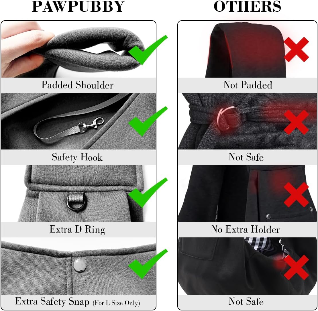 Dog & Cat Carrier Sling, Adjustable Soft Padded Shoulder Puppy Carrier, Hands-Free Dog Carrier Bag