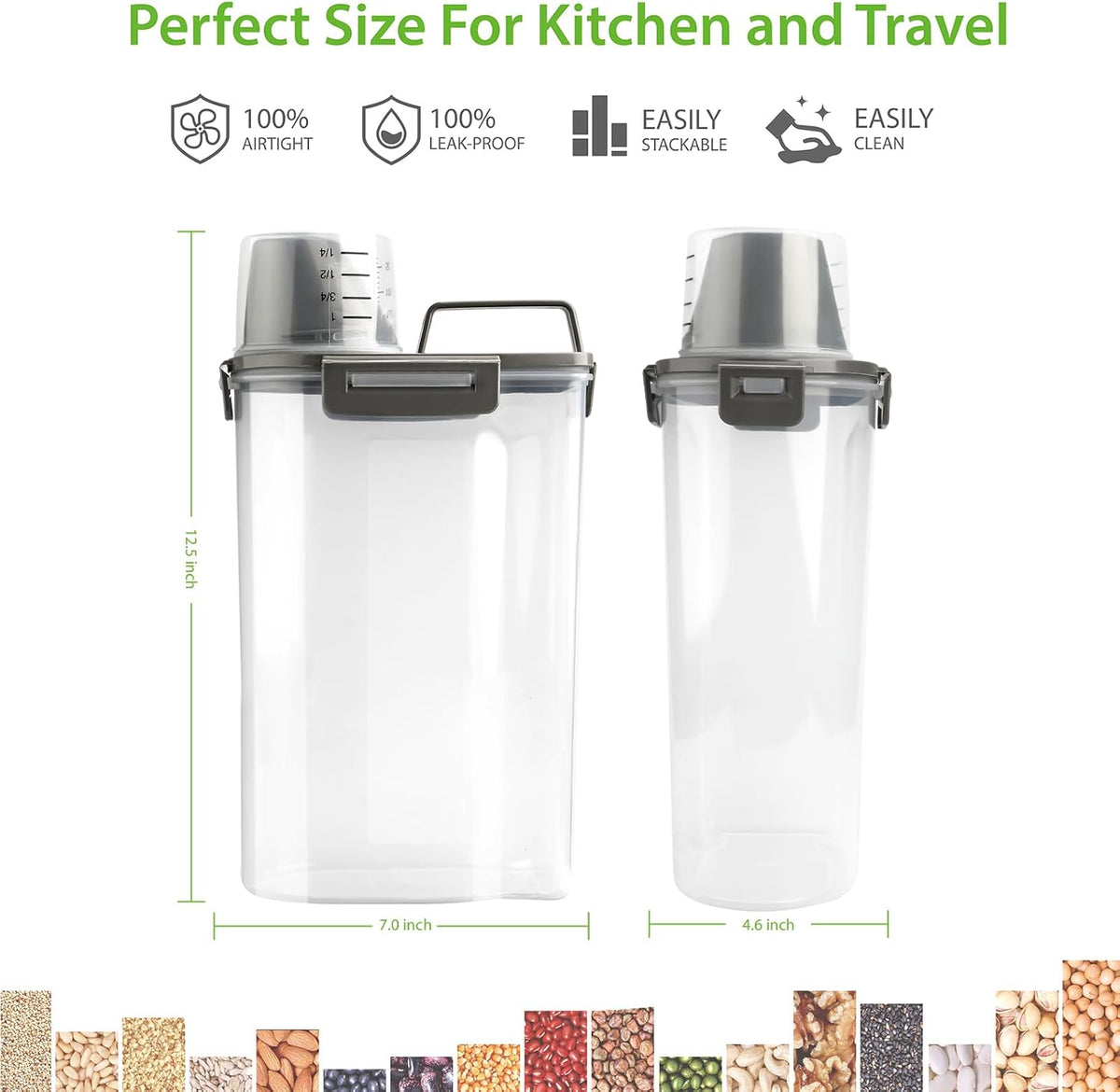 Rice Airtight Storage Container, 3 to 5Lbs Cereal Dry Food Flour Bin, Pet Dog Cat Food Dispenser