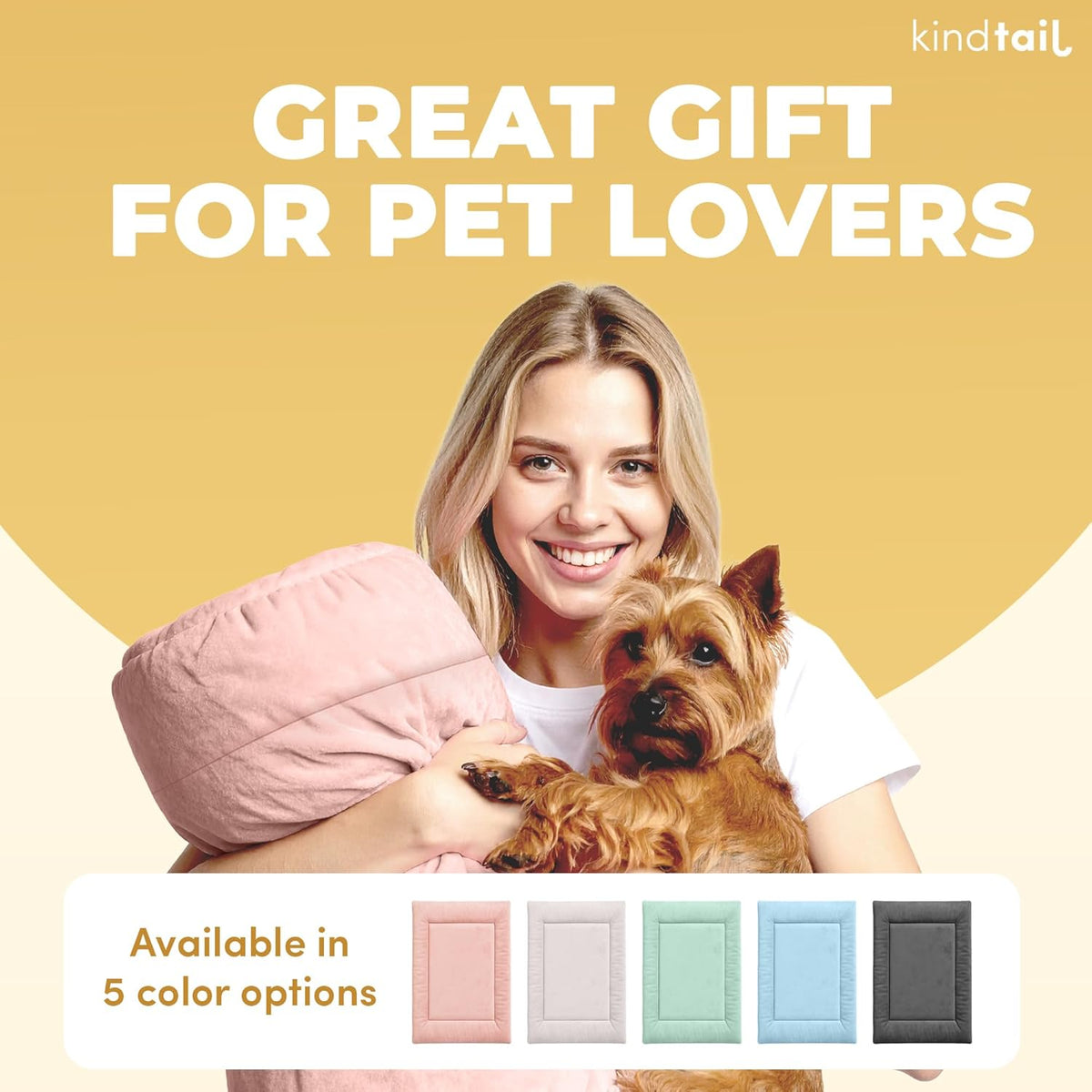 KindTail Dog Crate Pad - Soft Velvet, Reversible Bed - Machine Washable Kennel Mat for Pets up to