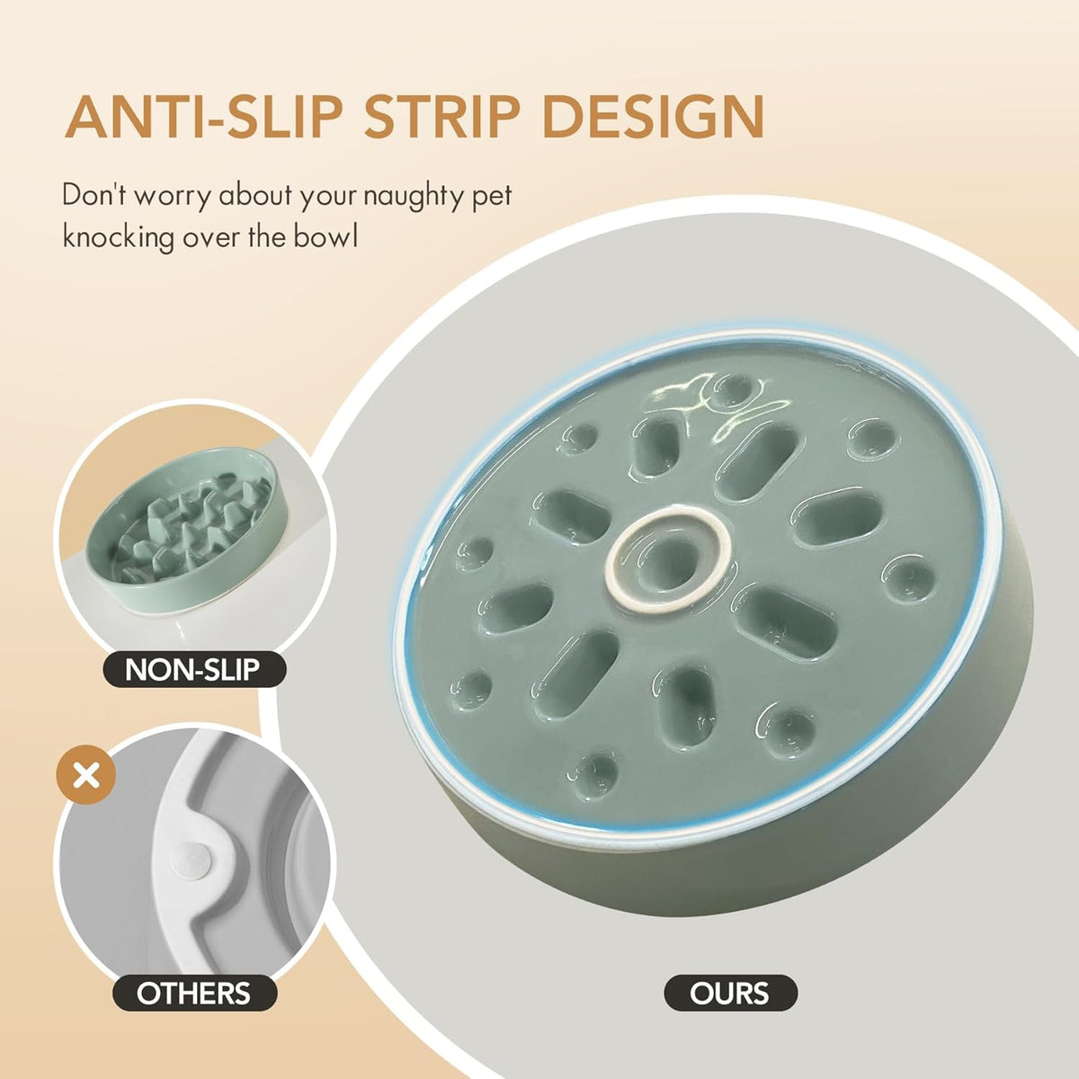 Ceramic 9.5 inch Dog Bowl Slow Feeder, Slow Pet Food Dish for Large Dog, Stop Bloat, Preventing