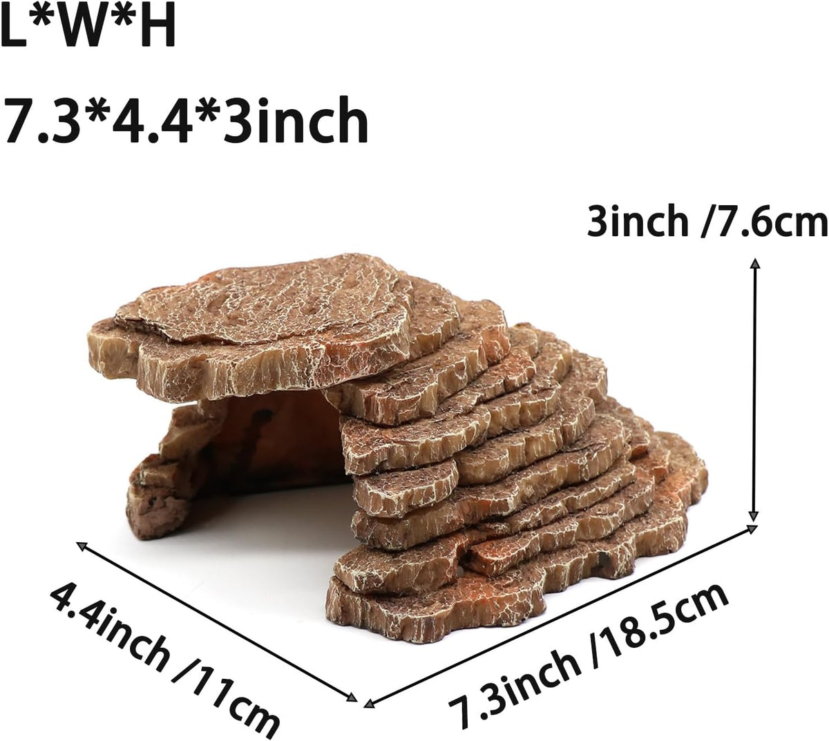 Gecko Hide Shale Scape Step Ledge, Reptile Cave Hideout Tank Accessories Decorations, Great for