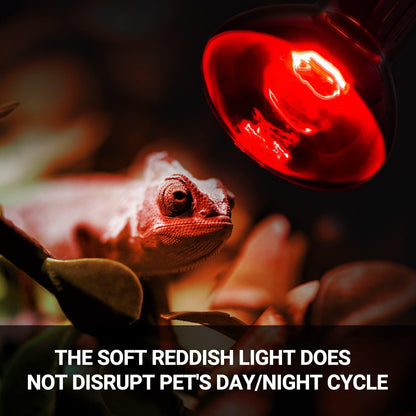 REPTI ZOO 75W Reptile Heat Lamp Bulb 2PCS Infrared Heat Emitter Red Heat Lamp for Reptile