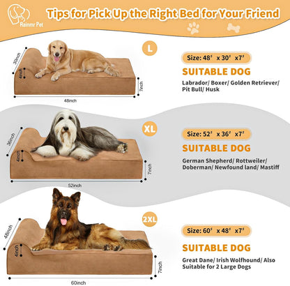 Large Orthopedic Dog Bed, 7" Memory Foam with Waterproof Liner, Chew Resistant Microsuede Cover