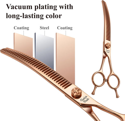 Fenice Peak Professional Dog Grooming Scissors Pet Curved Chunker Shears 7.0'' Extremely Sharp