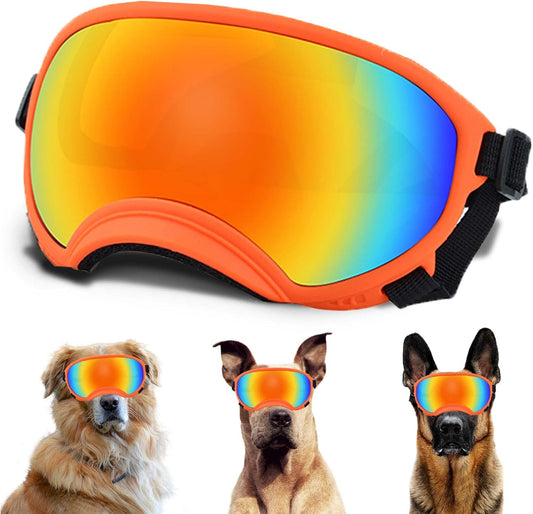 Large Dog Sunglasses with Adjustable Strap UV Protection, Winproof Puppy Sunglasses, Suitable for