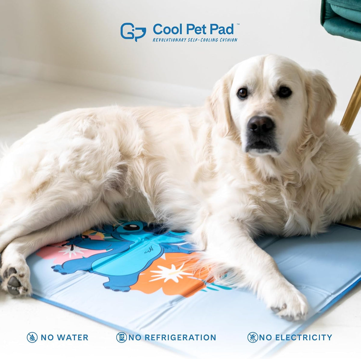 The Green Pet Shop Cool Pet Pad - Large, Disney’s Stitch - Self-Cooling, Pressure Activated Mat for