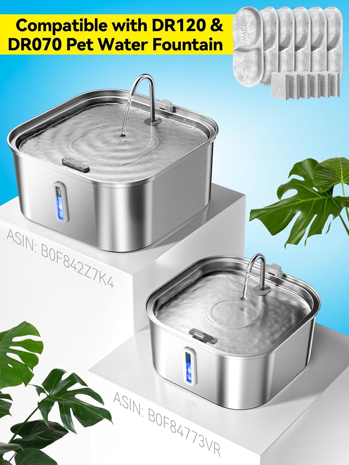 Large Dog Water Fountain 14L/3.7Gal, Stainless Steel Pet Fountain for Large Dogs and Multi-Pets