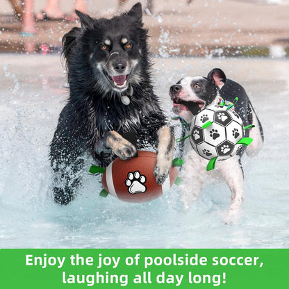 QDAN Dog Soccer Ball Football Set - 2 PCS Dog Balls with Strap for Tug of War, Soccer Ball Football