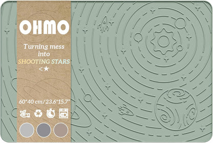 OHMO Dog Food Mat, Silicone Waterproof Cat Food Mat, Non-Skid Spill Proof Pet Feeding Mat for Food