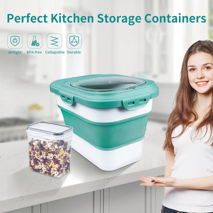 Rice Storage Container, Collapsible Airtight Food Storage Containers 6-20 Lbs, Rice Dispenser with