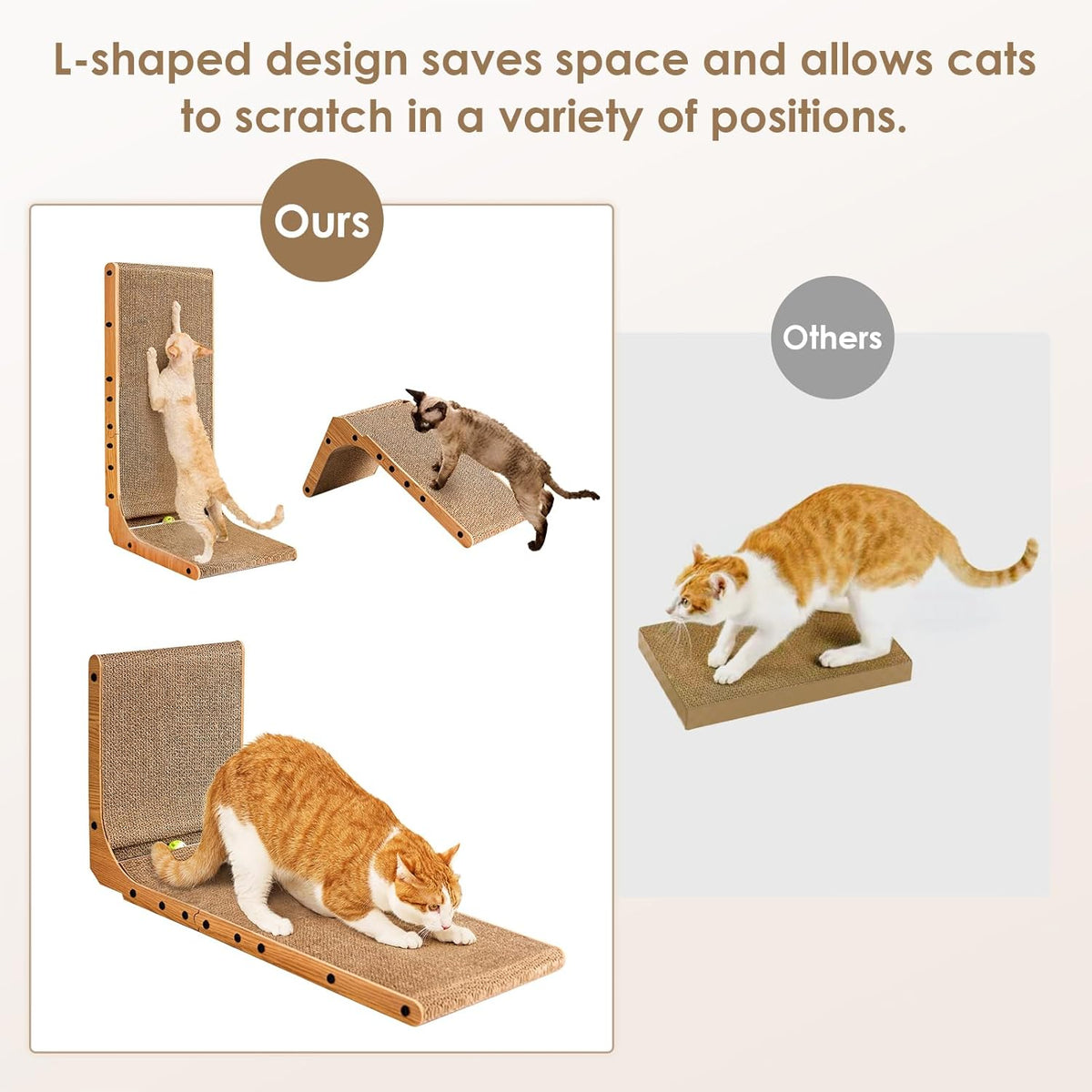 EHEYCIGA Cardboard Cat Scratcher for Indoor Kitten Cats, 19 Inch L Shaped Vertical Cat Scratching