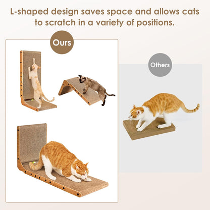EHEYCIGA Cardboard Cat Scratcher for Indoor Kitten Cats, 19 Inch L Shaped Vertical Cat Scratching