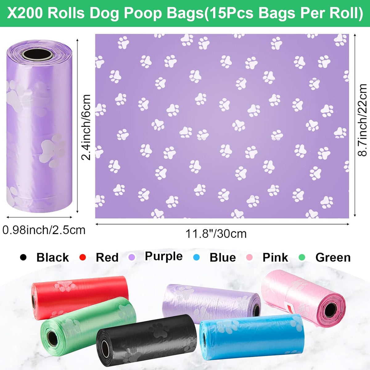 Thenshop 3000 Counts 200 Rolls Dog Poop Bag Plastic Dog Waste Bags Disposable For Doggie Pets Poop
