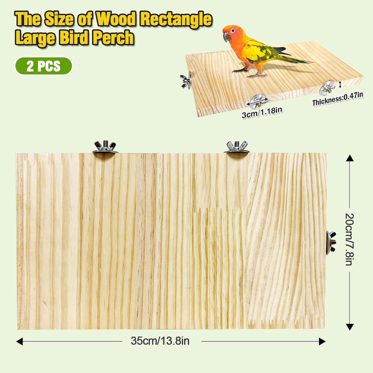 2PCS 13.8x7.9 inches Large Bird Perch Stand Wooden Parakeet Stand Platform Parrot Cage Accessories