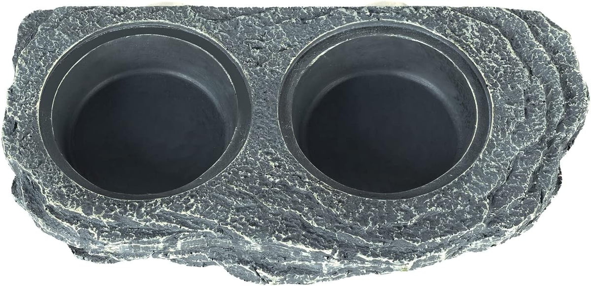 REPTIZOO Reptile Magnetic Feeder Ledge, Double Bowl Reptile Food Dish with 6PCS Feeding Cups Food