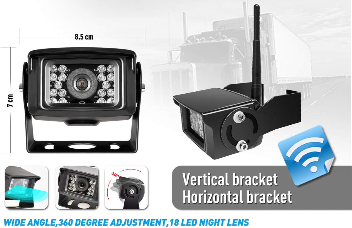 Digital Wireless Backup Camera System Kit, IP69 Waterproof Wireless Rear View Camera + 7?™â€?LCD