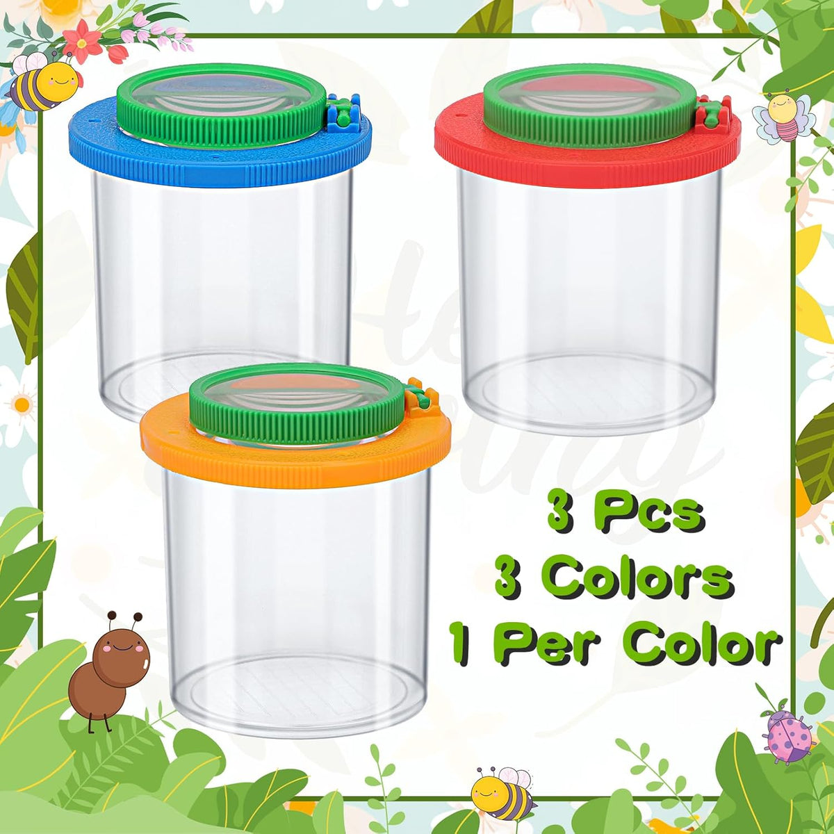 Coopay 3 Pieces Magnifying Insect Box - Bug Viewer, Critter Insect Cage, Container, Bug Catcher