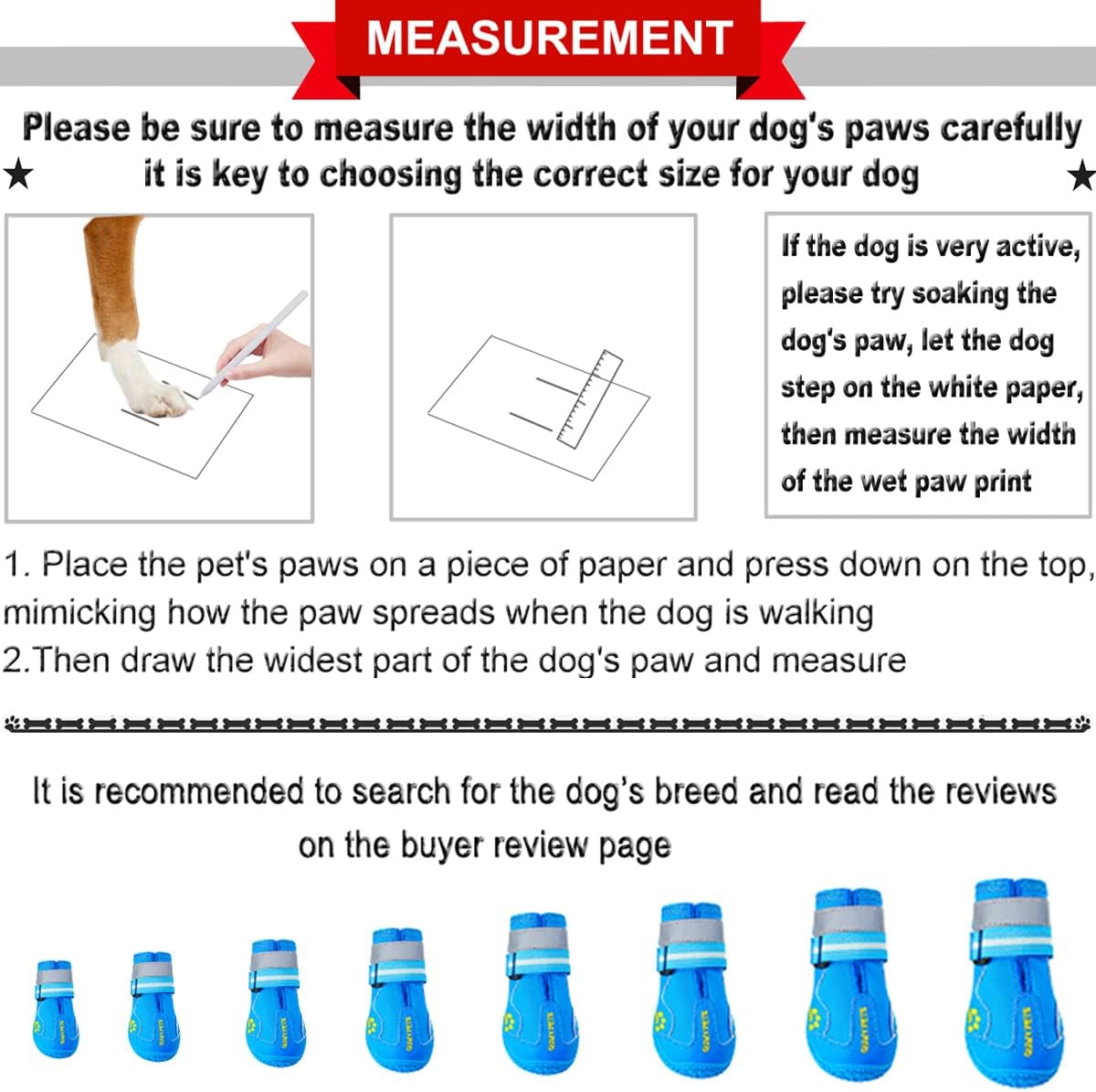 QUMY Dog Shoes for Large Dogs, Medium Dog Boots & Paw Protectors for Winter Snowy Day, Summer Hot
