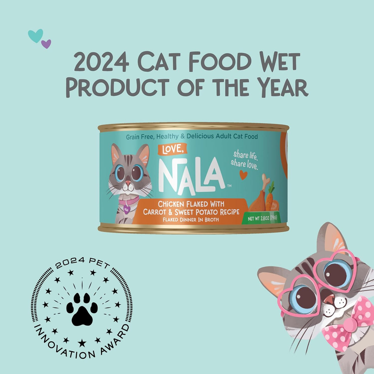 LOVE, NALA - Natural Adult Cat Wet Food - FLAKED Chicken with Carrot & Sweet Potato in Broth