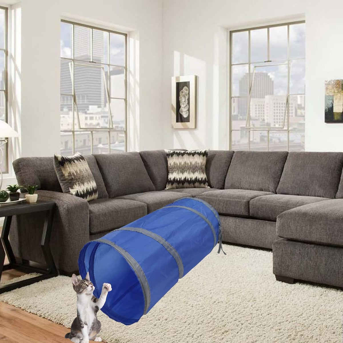 iCAGY Foldable Spiral Cat Tunnel - Indoor Toy for Small Cats, Kittens, and Rabbits - Tube for