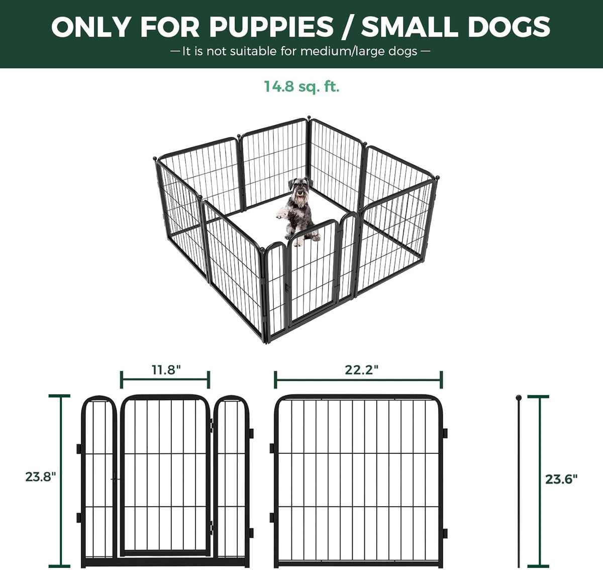 FXW Homeplus Unleashed Indoor Dog Playpen - Stress-Free and Safe Play, Heavy Duty 24 Inch 8 Wire