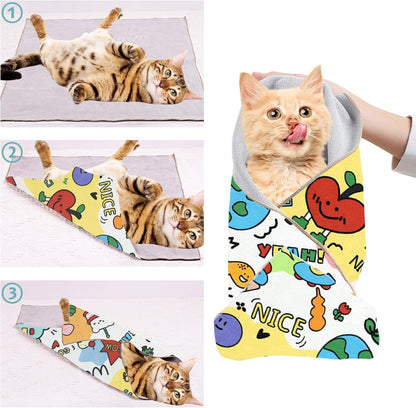 Cat Grooming Wrap, 2pcs [L+XL] Cat Restraint Wrap for Nail Clipping, Ear Cleaning, and Teeth