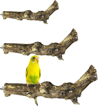 PINVNBY 3 Sizes Natural Bird Perches Wooden Parakeet Perches Bird Perches for Cage Parrot Chewing