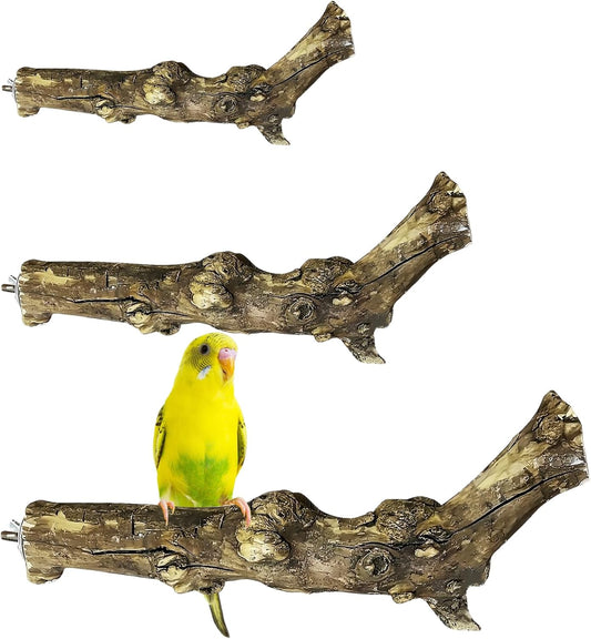 PINVNBY 3 Sizes Natural Bird Perches Wooden Parakeet Perches Bird Perches for Cage Parrot Chewing